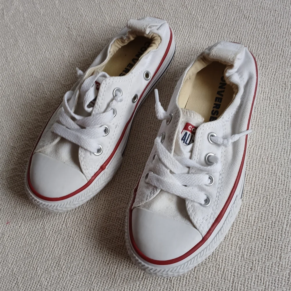 converse ♡ slip on shoes white kids 12 clean minimal summer fall school coastal